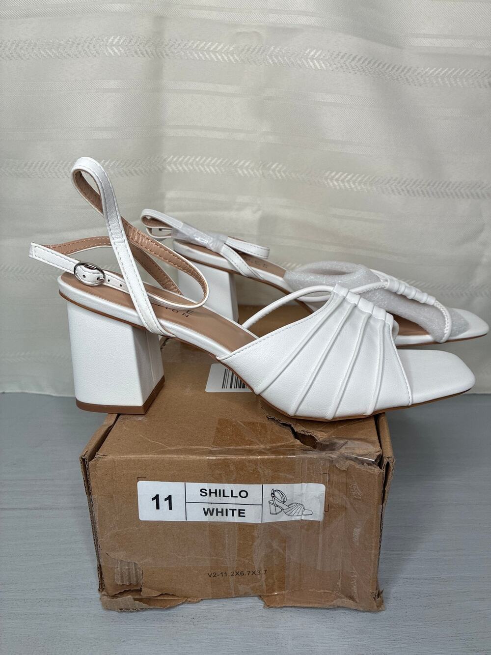 Journee Shillo Open Square Toe Block Heel Dress Sandal White Size 11